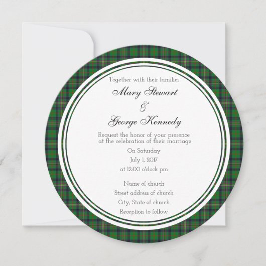 Kennedy Scottish Mariage Round Invitation (Devant)