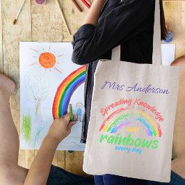 Kennis en Regenbogen Kleurrijke Leraar Gift Tote Bag