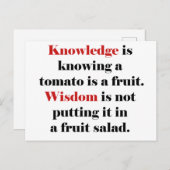 Kennis versus Wijsheid Tomaat Editie Briefkaart (Voorkant / Achterkant)