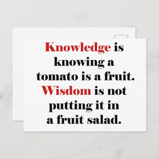 Kennis versus Wijsheid Tomaat Editie Briefkaart (Voorkant / Achterkant)