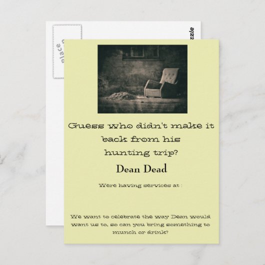 Kennisgeving van begrafenis briefkaart (Voorkant / Achterkant)