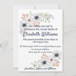 Kennisgeving van overlijden Kaart uitvaartregeling