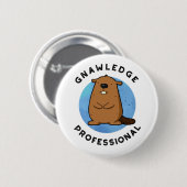 Kennisprofessional Funny Beaver Pun Ronde Button 5,7 Cm (Voorkant /achterkant)