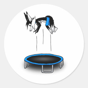 Kenny op trampoline ronde sticker