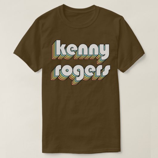Kenny Rogers Retro Rainbow Typography Faded Style T-shirt (Design voorkant)