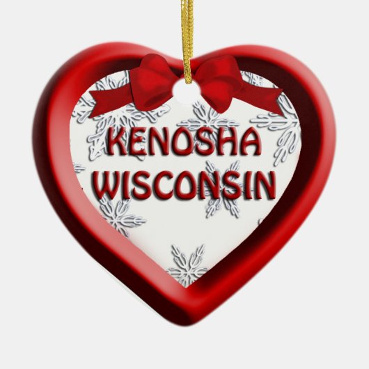 Kenosha Wisconsin Coeur ornement de Noël (Devant)