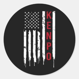 Kenpo Karate Amerikaanse vlag voor vrouwelijke Man Ronde Sticker