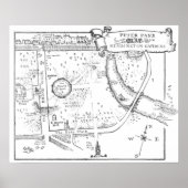 Kensington Gardens Peter Pan B & W Map Poster (Voorkant)