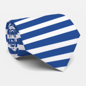 Kent Blue and White Horizontal Striped Stropdas (Opgerold)