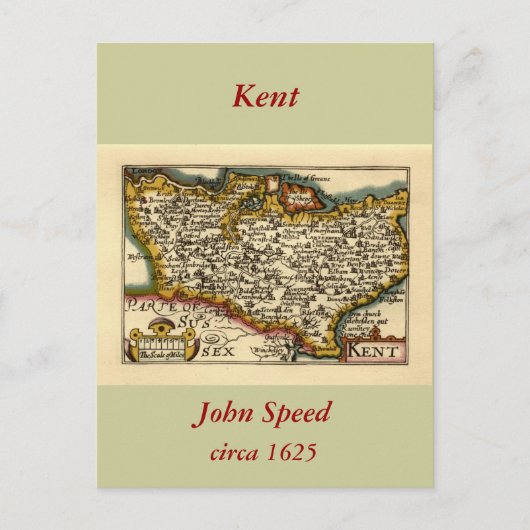 Kent Comté Angleterre Ancien Antiquaire John Carte (Devant)