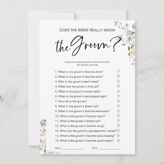 Kent de bruid echt het bruidegom spel kaart (Voorkant)