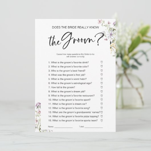 Kent de bruid echt het bruidegom spel kaart (Staand voorkant)