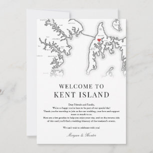 Kent Island Black White Wedding Welkomstroute Bedankkaart