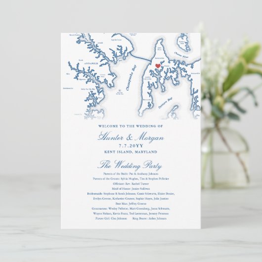 Kent Island Maryland bestemming bruiloft programma (Staand voorkant)