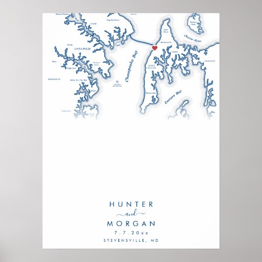 Kent Island MD Wedding Modern Guest Book Poster (Voorkant)