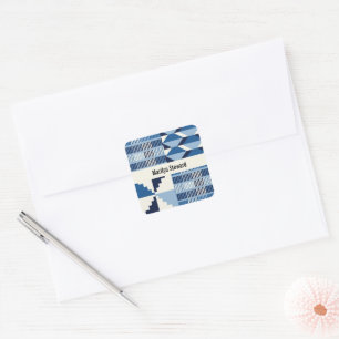 Kente-blok - zachte indigo op maat gemaakt vierkante sticker