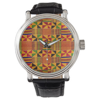 Kente motief textuur print gezicht polshorloge. horloge