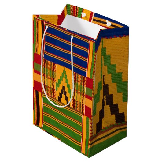 Kente Print Gift Bags Medium Cadeauzakje (Achterkant Gekanteld)