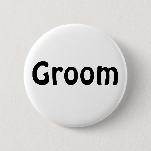 Kenteken - Bruidegom Ronde Button 5,7 Cm (Voorkant)