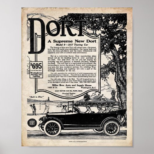  kenteken - Dort Motor Auto 1916 Poster (Voorkant)