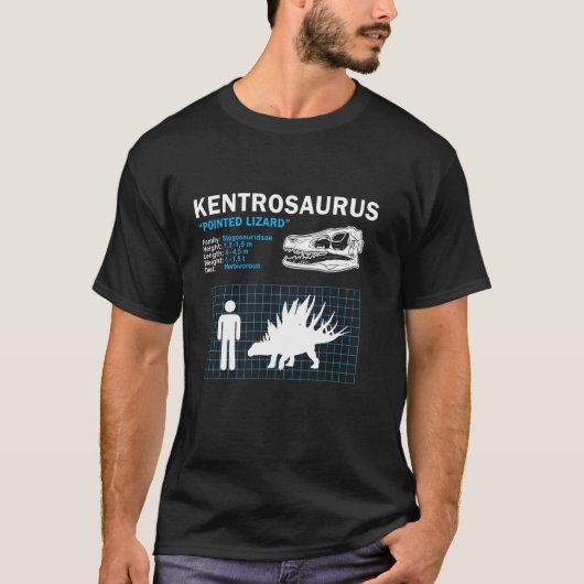 Kentrosaurus feitenblad, dinosaurusfeiten paleonto t-shirt (Voorkant)