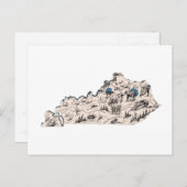 Kentucky Afbeelding Map Antiek State Chart Briefkaart (Voorkant / Achterkant)