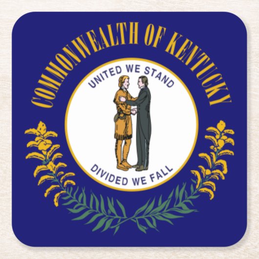 Kentucky: Bluegrass Commonwealth Vlag van de Ameri Vierkante Kartonnen Onderzetter (Voorkant)