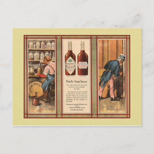 Kentucky Bourbon Uncle Sam Prohibition Briefkaart (Voorkant)