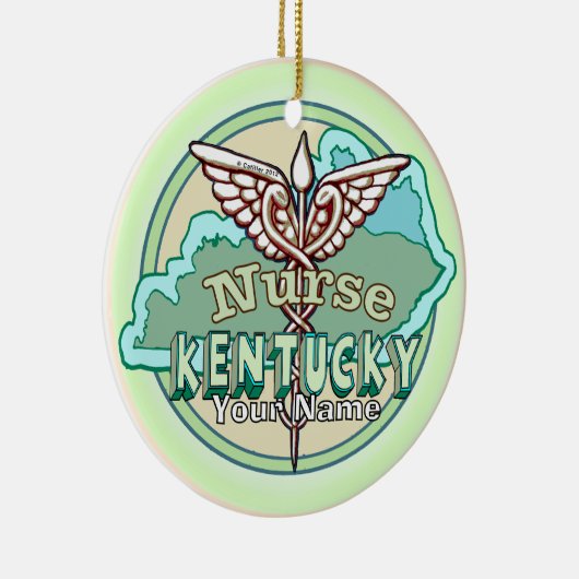 Kentucky Caduceus Nurse Keramisch Ornament (Rechts)