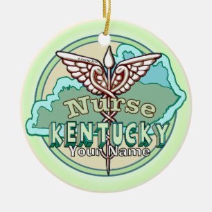 Kentucky Caduceus Verpleegster Keramisch Ornament