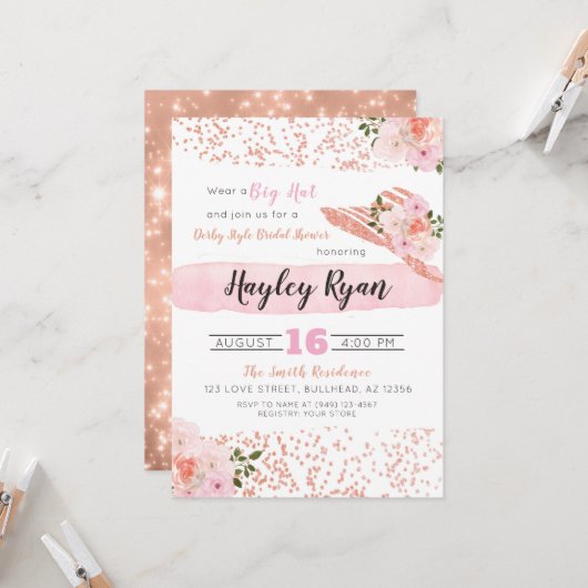 Kentucky Derby Big Pet Roos Gold Vrijgezellenfeest Kaart (Voorkant / Achterkant in situ)