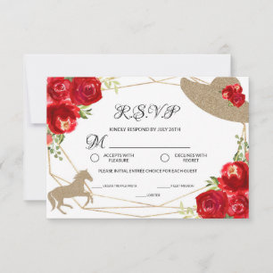 Kentucky Derby Bruiloft Borrel Reactiekaart RSVP Kaartje