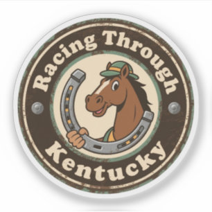 Kentucky Derby Charme_ Paard met Jockeyhoed Sticker