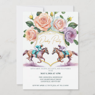 Kentucky Derby Feest Uitnodiging Watercolor Paarde