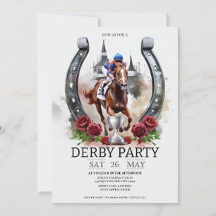 Kentucky Derby Feest Uitnodiging Watercolor Paarde
