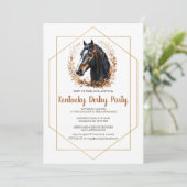 Kentucky Derby Feest Uitnodiging Zilveren Hoefijze (Staand voorkant)