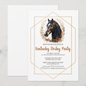 Kentucky Derby Feest Uitnodiging Zilveren Hoefijze (Voorkant / Achterkant)