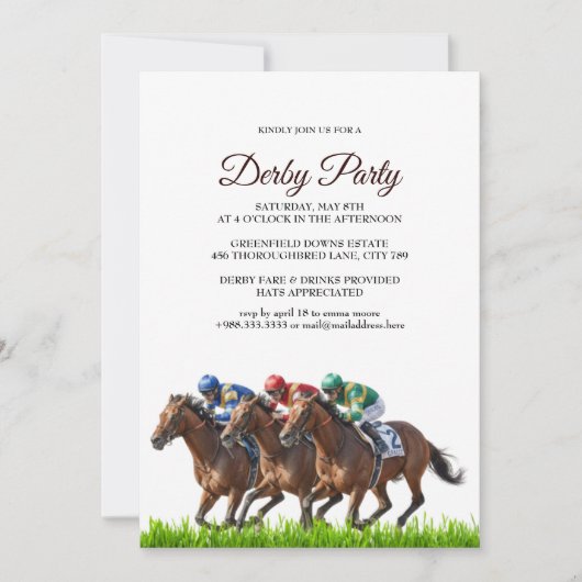Kentucky Derby Party Invitation Elegant Horse Race (Devant)