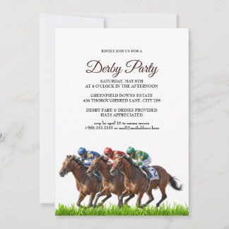 Kentucky Derby Party Invitation Elegant Horse Race Kaart