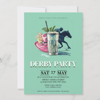Kentucky Derby Party Invitation Mint Julep Derby H