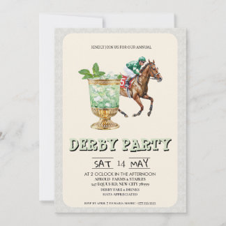 Kentucky Derby Party Invitation Mint Julep Horse R