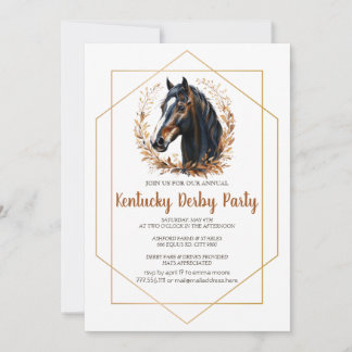 Kentucky Derby Party Invitation Silver Horseshoe P