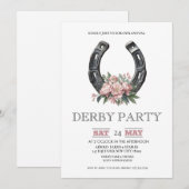 Kentucky Derby Party Invitation Silver Horseshoe P (Devant / Derrière)