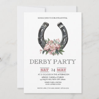 Kentucky Derby Party Invitation Silver Horseshoe P Kaart