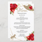 Kentucky Derby Red Roses Menu Mariage (Devant / Derrière)