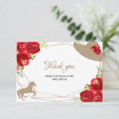 Kentucky Derby Red Roses Wedding Bedankkaart (Staand voorkant)