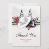 Kentucky Derby Wedding Bridal Shower Roses Modern Bedankkaart (Voorkant)