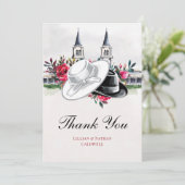 Kentucky Derby Wedding Bridal Shower Roses Modern Bedankkaart (Staand voorkant)