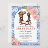 Kentucky Derby Wedding Invitation Floral Blue (Devant)
