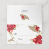 Kentucky Derby Wedding Table Place Card (Buitenkant ongevouwen)